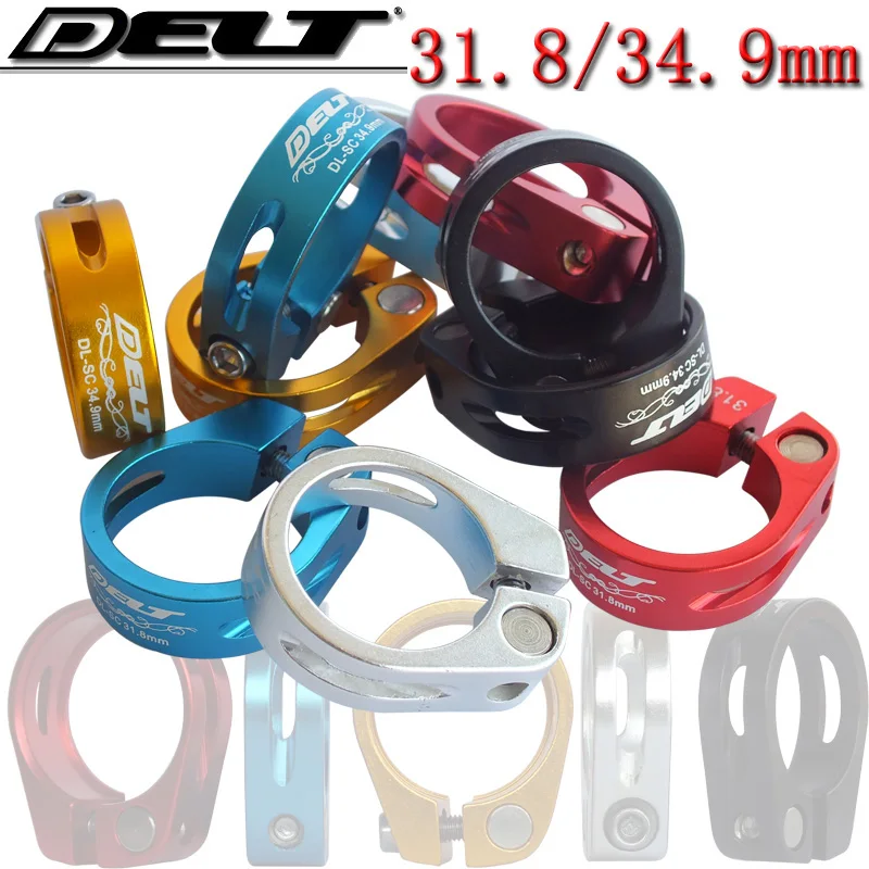 1Pcs MTB road bicycle seatpost tube clamps bike pipe clamps clips QR 31.8/34.9mm black blue red