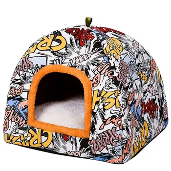 

Pet Cat Bed Foldable Soft Warm Dog Bed For Dogs Cave Puppy Sleeping Mat Pad Nest Blanket Pet Beds For Cats