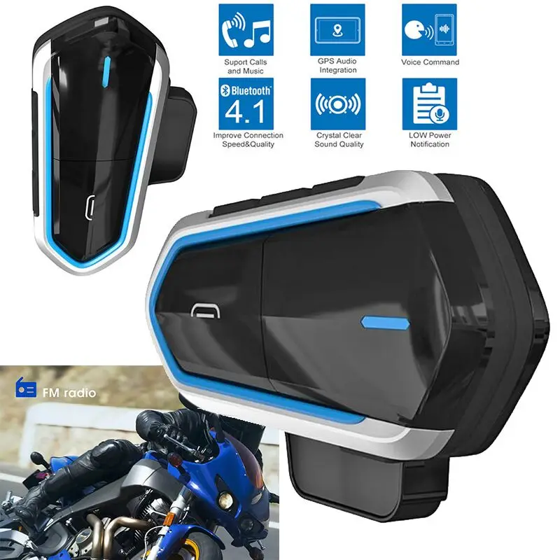 Беспроводная мотоциклетная гарнитура Hands-free Высокая мощность 10 часов Bluetooth прочный