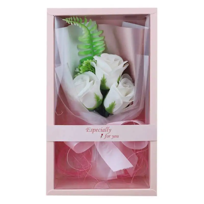 Роза цветок с подарочной коробкой на день рождения, свадьбу, вечеринку, Роза для ванны, мыло для тела, цветок, подарок на день Святого Валентина, Лучший Букет роз - Цвет: W1