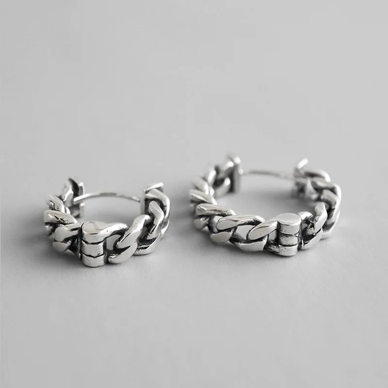 

Vintage 925 silver earrings Hollow Brief Chain Geometric earrings for women Ear Bones Clip Punk Trendy Girl Gifts Jewelry
