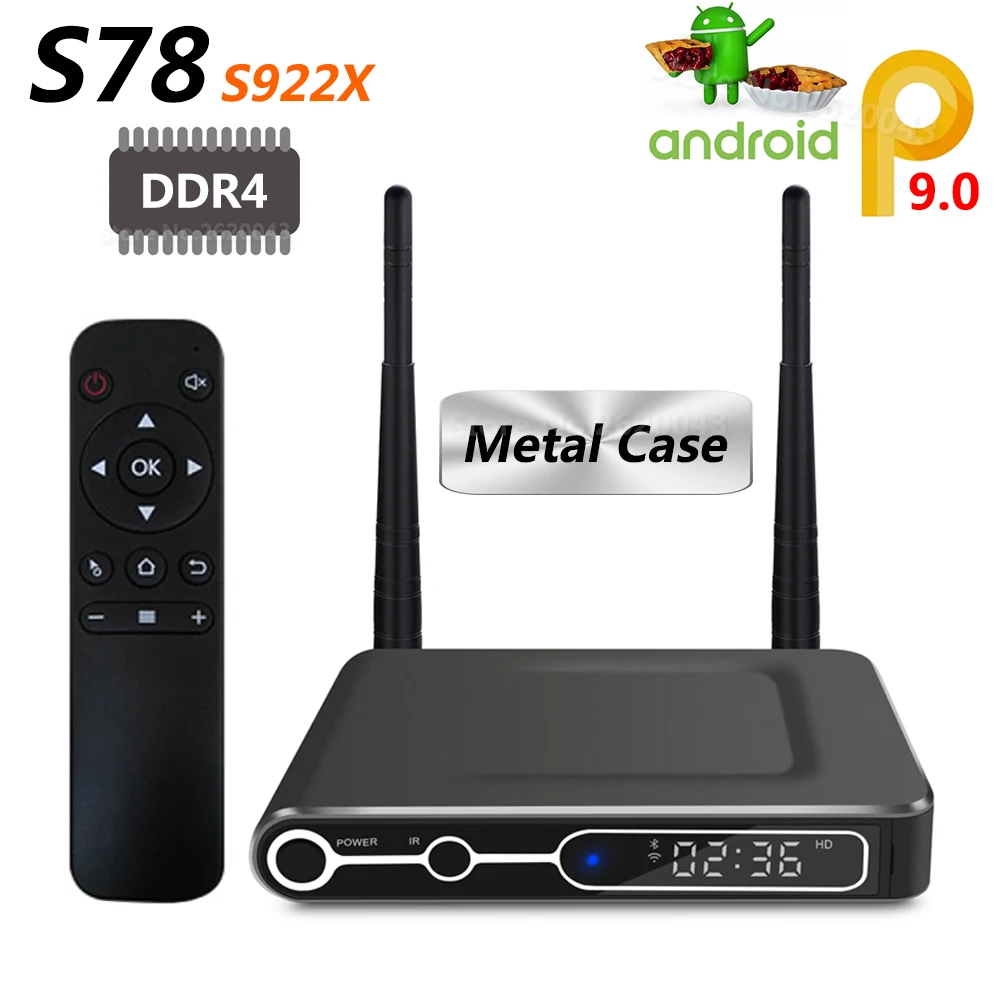 ТВ-приставка S78 Amlogic S922X Smart Android 9.0 металлический чехол 4 Гб DDR4 32 64 ROM 1000M LAN 2 4G 5G WiFi