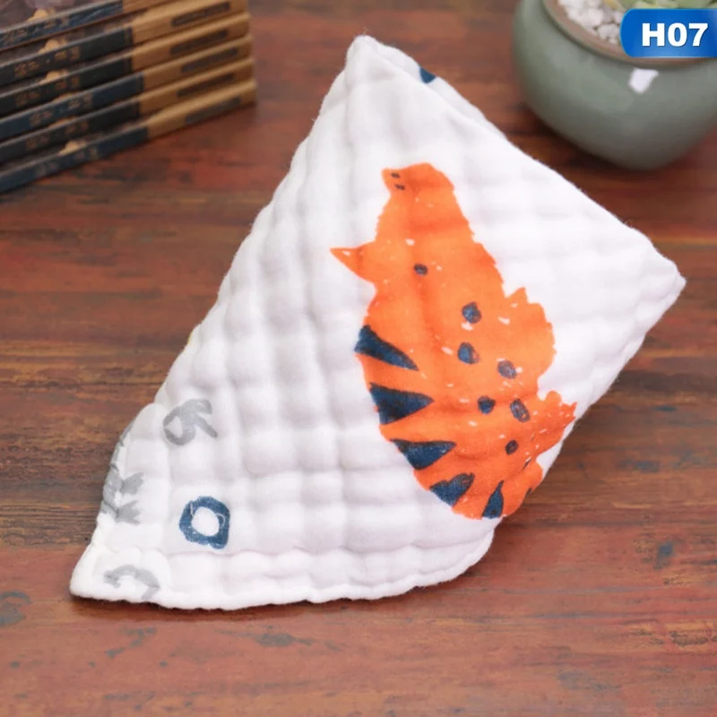 7 Для новорожденных из чистого хлопка, 8 слоев, для малышей, малыши Девочки Мальчики, милый мультяшный узор, треугольник, слюнявчик, полотенца - Цвет: 7