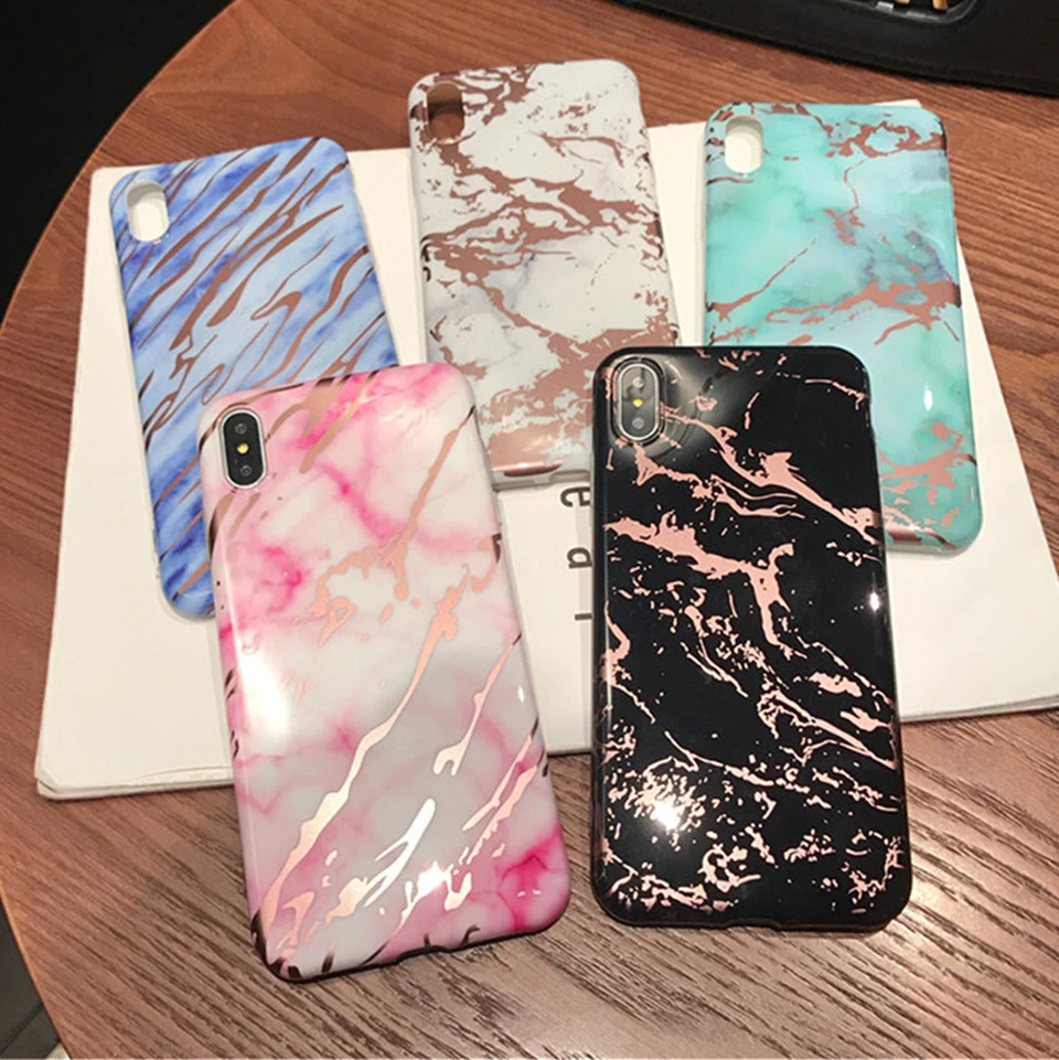 Тонкий мягкий крутой плотный чехол для iPhone XR золото горячее тиснение мраморные