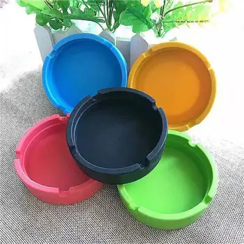 

Portable Silicone Ashtray Round Smoking Ash Tray Ashtrays Box Heat Resistant Ashtray Holder Plate Smoking Accessories