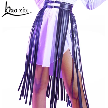 

New Women Leather Corset Body Cage Bondage Punk Harness Belt Goth Fetish Exotic Fashion sexy Long Tassel female wide Belt Straps