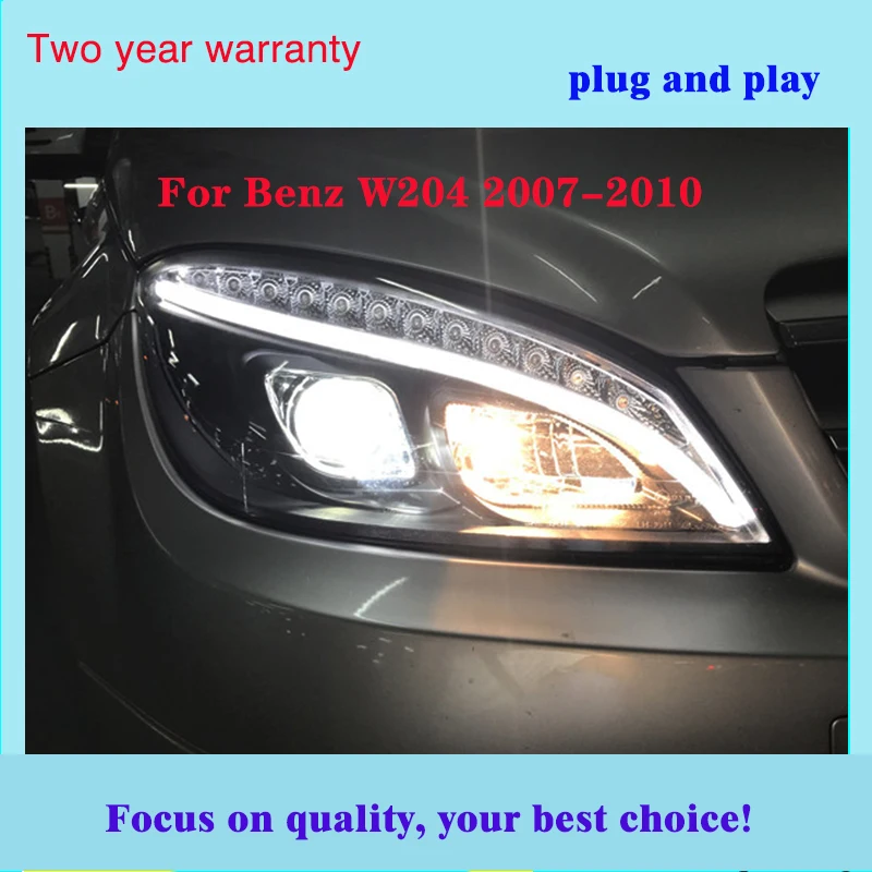 Автомобильный Стайлинг benz Головной фонарь для W204 светодиодный фары 2007-2010 C300 C260 фара светодиодный DRL Hid авто аксессуары
