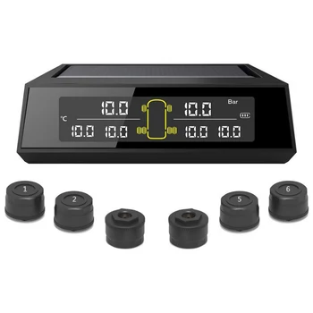 

Universal LCD TPMS USB Tire Pressure Monitoringal Alarm System 6 External Sensors Rechargeable Pressure for VW Toyota SUV