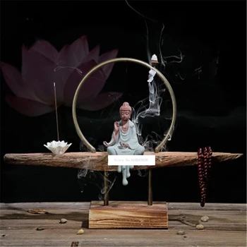 

Chinese Zen Ceramic Inverted Flow Incense Burner Creative Indoor Home Furnishing Tea Antique Weathered Wood Ornament Hot Selling