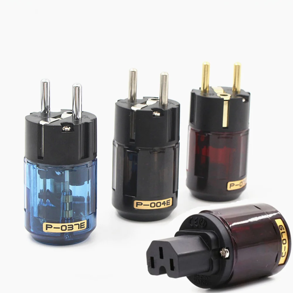 HIFI Audio Power Plug 24K Gold Plated EU Power Cord IEC Connector for DIY HIFI Speaker Cable