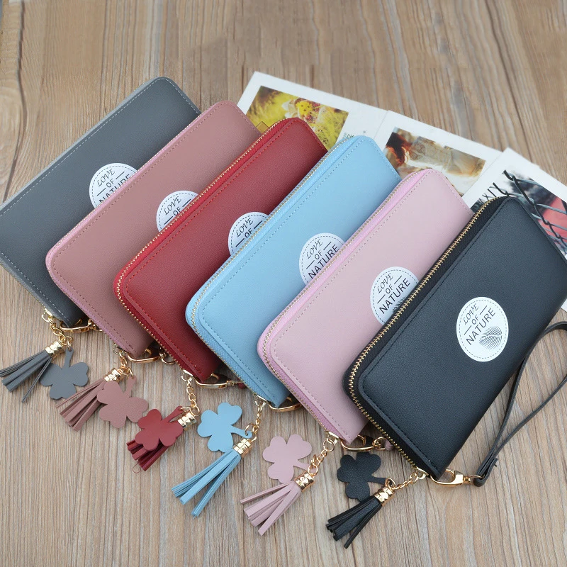 

HUGWISER Women Wallets Long Zipper Money Purses Japanese and Korean Printing Multi-card Handbag Large-capacity Mobile Phone Bags