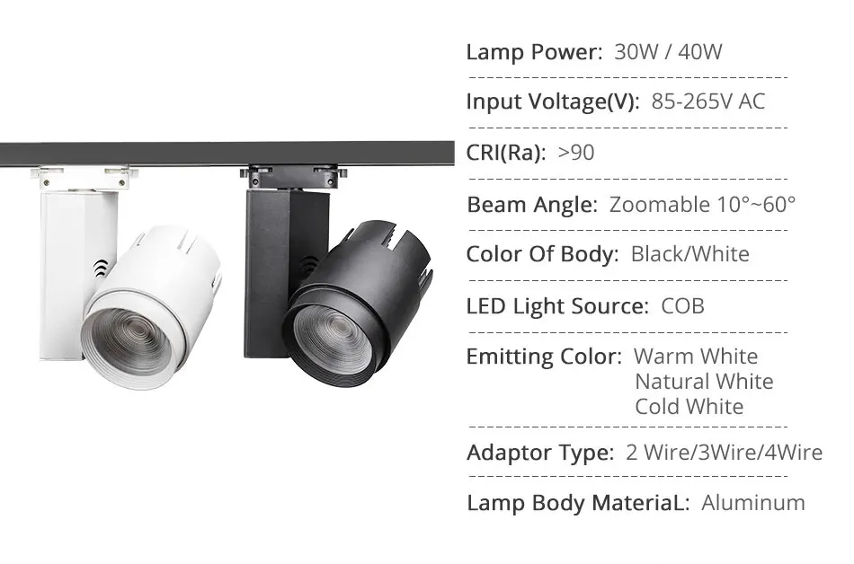 Modern Dimmable Led Track Lights 30W40W Rail Spotlight Clothing Shop Showrooms Windows Ceiling Zoomable Track Lighting Fixture (3)