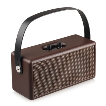 

D30 Retro Wood Bluetooth Speaker Leather Wireless Speakers with Handle 16W Portable Stereo Hifi Soundbox for Phone PC