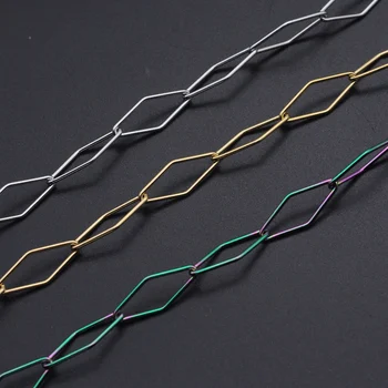 

1 Meter 8x20mm Stainless Steel Soldered Handmade Rhombus Circle Chains Wholesale