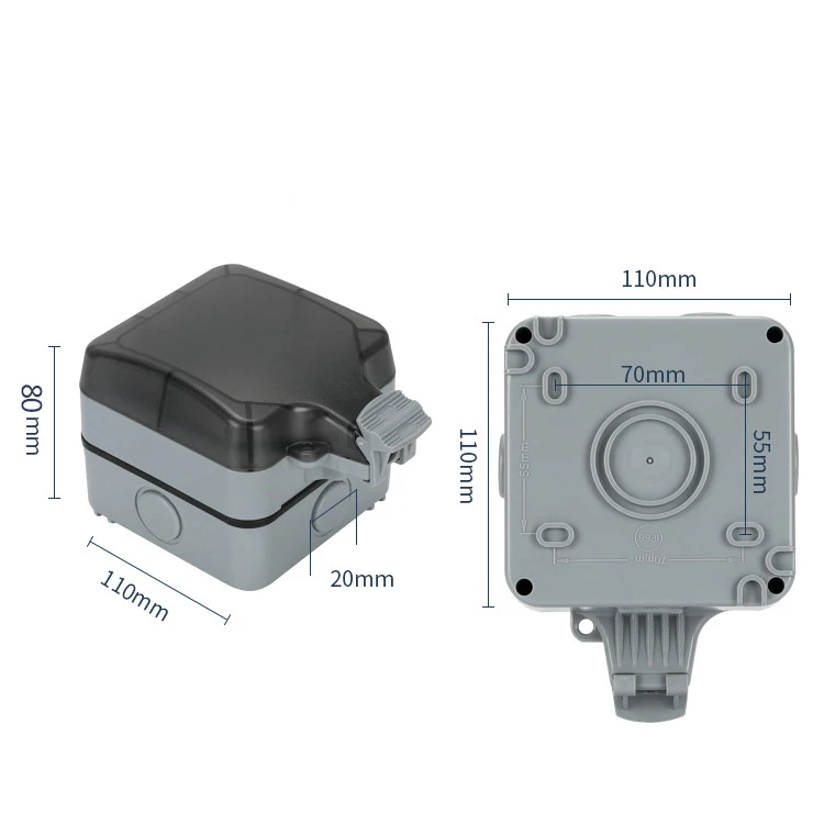 IP66 водонепроницаемая розетка всепогодный выключатель светильник наружная настенная розетка 16А стандартная электрическая розетка с заземлением