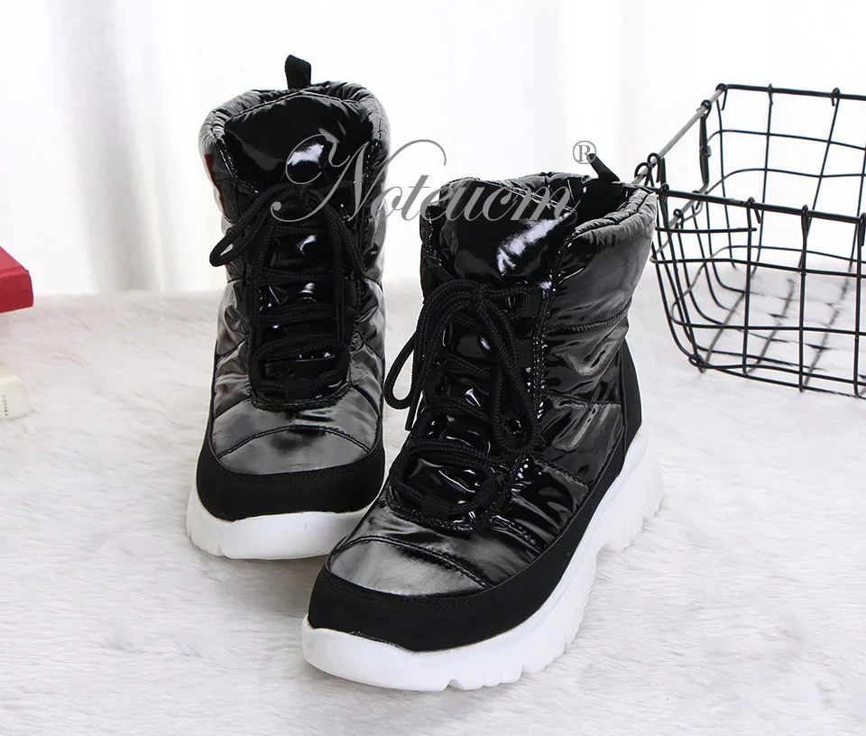 female winter warm Ankle snow boots waterproof platform Flat heel shoes women botte Quilt booties Chunky Thick sneakers fur