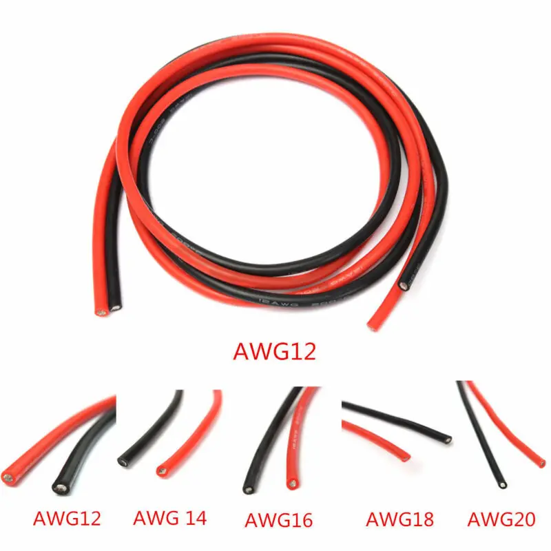 

2M AWG Soft Silicone Flexible Wire Cable AWG12-20 (1 Meter Red + 1 Meter Black )