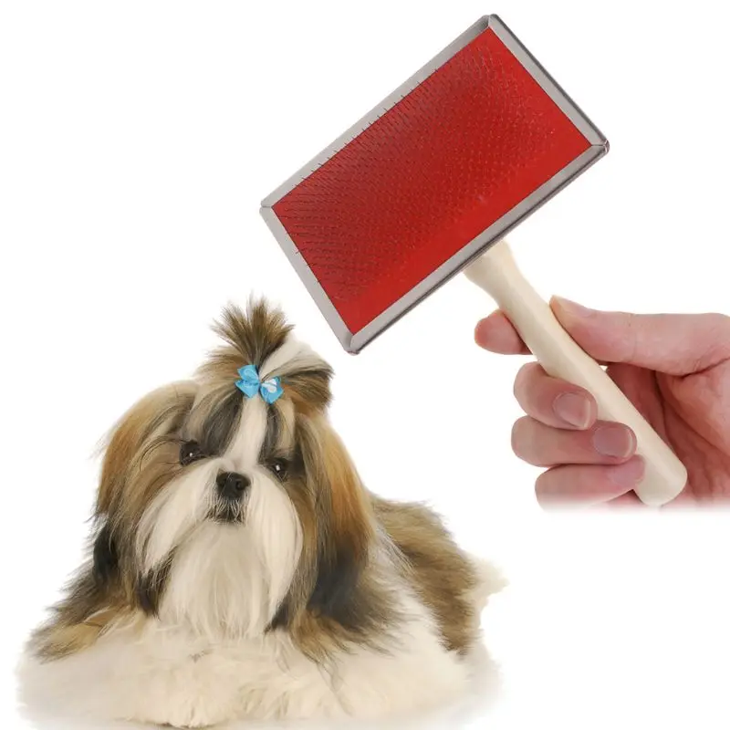 Perro de pelo eliminación aguja peines de cepillo de limpieza cepillo aseo pequeño tamaño de gran tamaño peines herramienta Color caramelo antideslizante peines para gatos