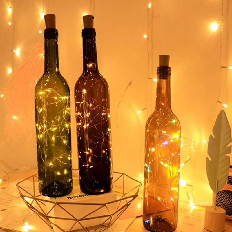 1/2/3m Copper Wire LED String Lights Wedding Decoration Bottle Stopper for Glass Craft Birthday Party Decorations Kids Christmas