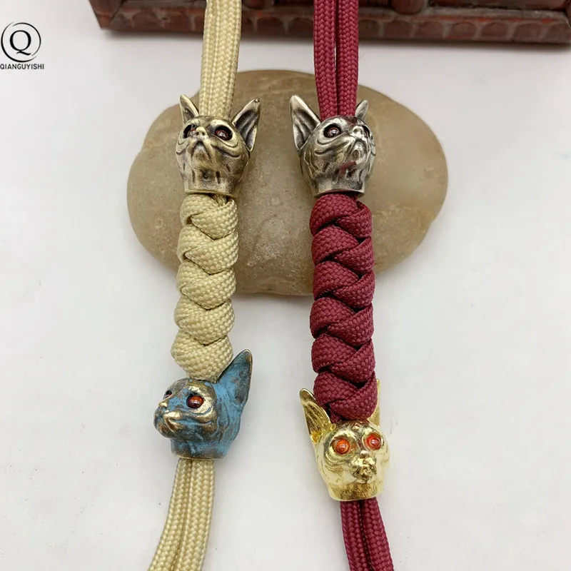Бусины из чистой меди в виде египетского кота с ножом подвеска на шнурке