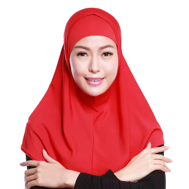 Женский 2 шт. сплошной цвет Amira Джерси мусульманский хиджаб мягкий хлопок стрейч головной платок с трубкой внутренний шарф Шапка капюшон