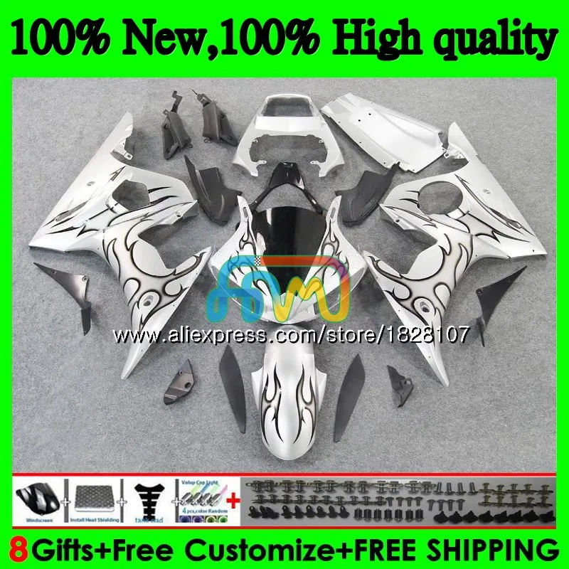 Body For YAMAHA YZF600 YZF R6 600CC YZFR6 03 04 05 51BS.28 Black flames YZF 600 R 6 03-05 YZF-600 YZF-R6 2003 2004 2005 Fairing
