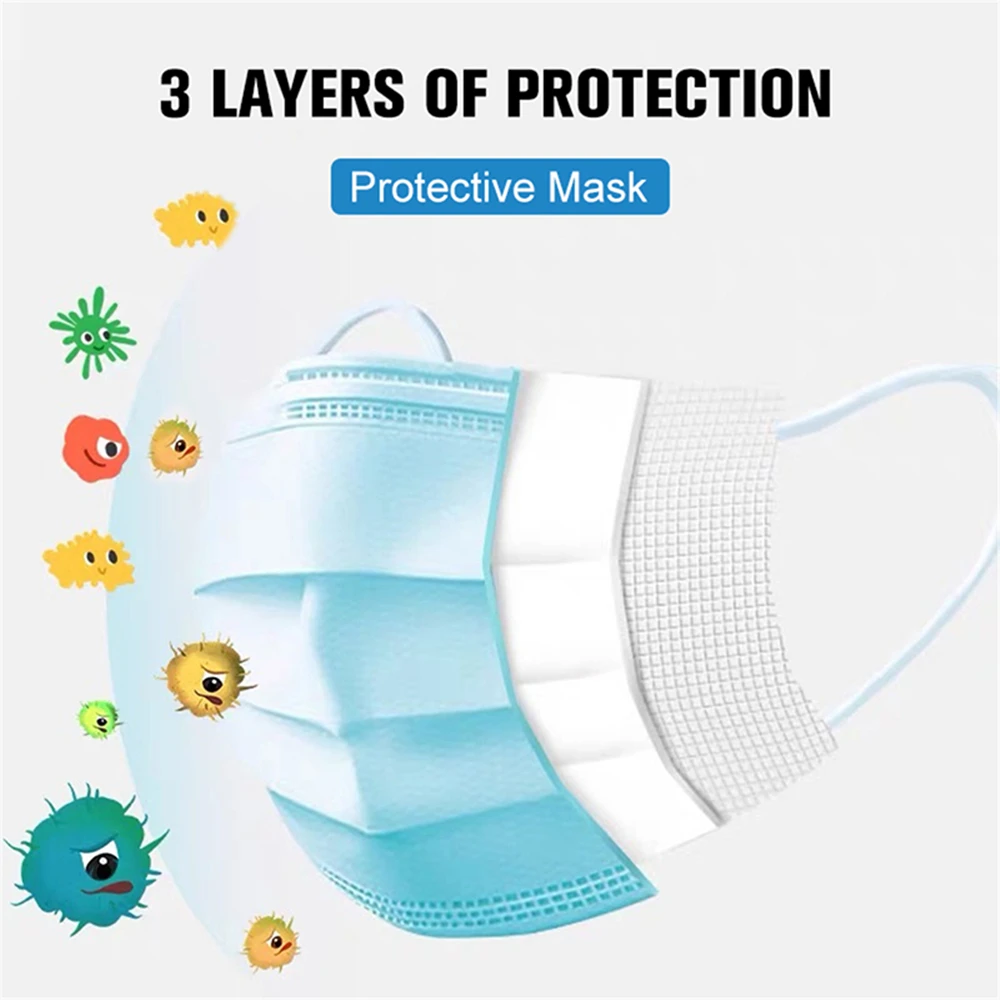 

N95 50PCS Disposable mask Protective Mask 3 Layer Anti-Dust Flu Air Pollution Virus Pollen Personal Protection Mask