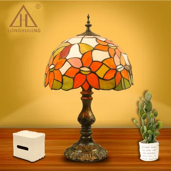 

Tiffany Table Lamp Stained Glass European Baroque Classic for Living Room E27 110-240V