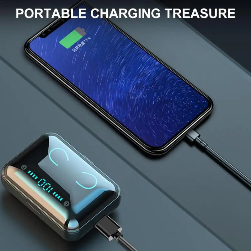TWS 5,0, Bluetooth, стерео наушники, беспроводные наушники, IPX7, водонепроницаемые наушники, 3000 мАч, светодиодный, умный, внешний аккумулятор, держатель для телефона