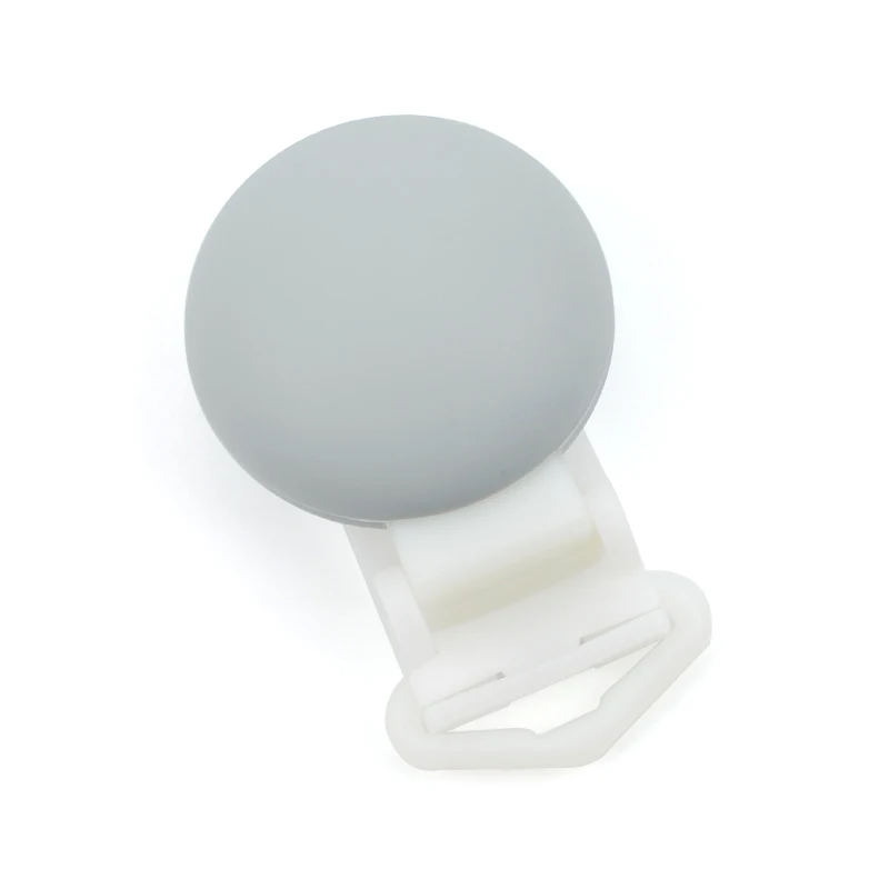 light grey LOFCA 1 шт., силиконовый зажим для соски, круглая форма, разноцветный зажим для сосков, аксессуары для самостоятельной сборки, цепочка без бисфенола, держатель для пустышки, ювелирные изделия для кормления - Цвет: light grey