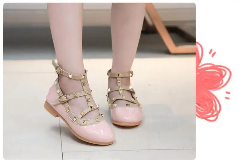 Children casual shoes girls spring autumn leather shoes fashion Rivet princess baby shoes Kids girls shoes school party