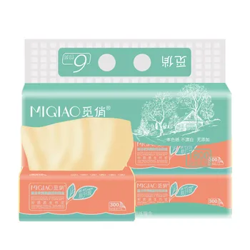 

QIC 6 Packs Draw Paper Towels Family Toliet Paper Bulk Disposable Wooden Napkin 4 Layers White Pumping Paper