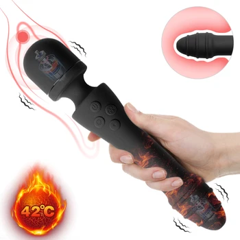 Double Head AV Vibrator Magic Wand Smart Heating Dildo Vibrator Clitoral Stimulator G-spot Vagina Massager Sex Toys for Couple 1