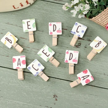 

50PCS Mini Wooden Clips Fruit Pattern Alphabet Cute Clothespins for DIY