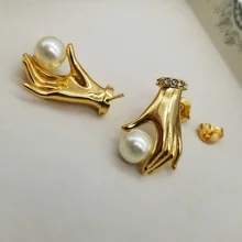 SRCOI стразы, имитация жемчуга, золотые металлические серьги-гвоздики, новинка, простые передовые серьги-гвоздики для женщин и девушек, ювелирные изделия