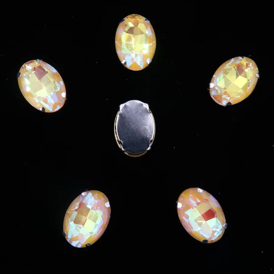 A33 Topaz AB Серебряные коготь настройки 20 шт/п 10x14 мм 13*18 мм желе конфеты AB цвета стекло Кристалл овальной формы пришить стразы аппликация diy отделка - Цвет: A33 Topaz AB