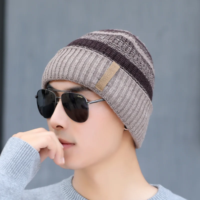 BINGYUANHAOXUAN, Осенние вязаные зимние шапки Skullies, мужские шапочки, мягкие вязаные шапочки, мужская шапка Gorras, вязаная шапка s - Цвет: khaki