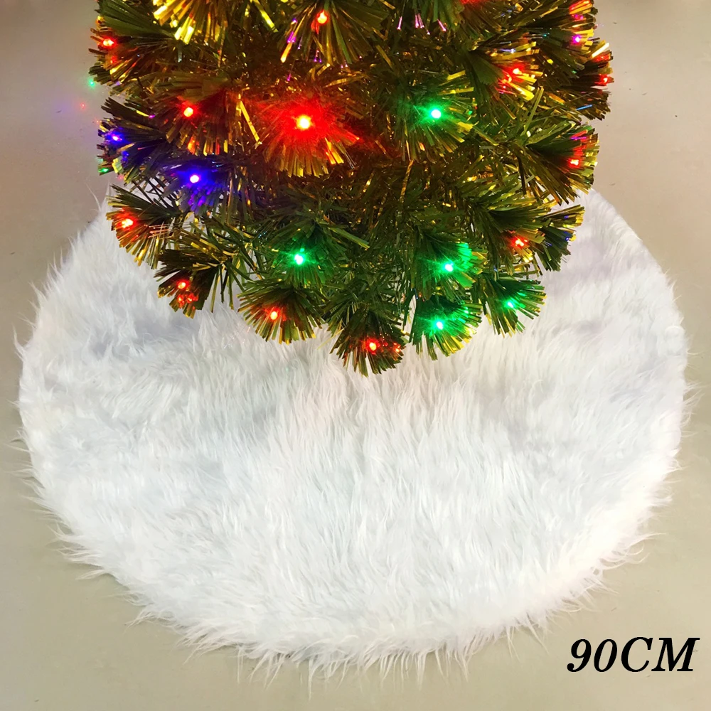 

78/90/122CM White Plush Christmas Tree Skirt Aprons Christmas Tree Carpet Christmas Decorations for Home New Year Xmas Decor