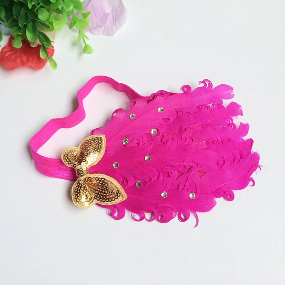 Baby Girls Newborn Headwear Baby flower bow feather headband feather baby headband girl hairbands bow hair Headbands