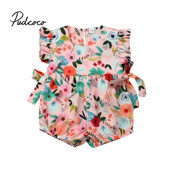 

Girls Floral Bodysuits 0 1 2 Years Children O-Neck Newborn Baby Clothing Jumpsuit Bow-knot Design Toddler Girls Clothes