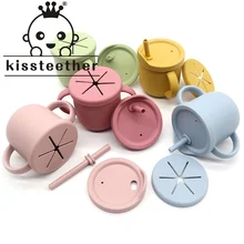 Kissteether – gobelets en Silicone pour bébé, tasse d'apprentissage pour bébé, paille de qualité alimentaire, avec poignée, tasse d'eau d'alimentation sans BPA, nouvelle collection 