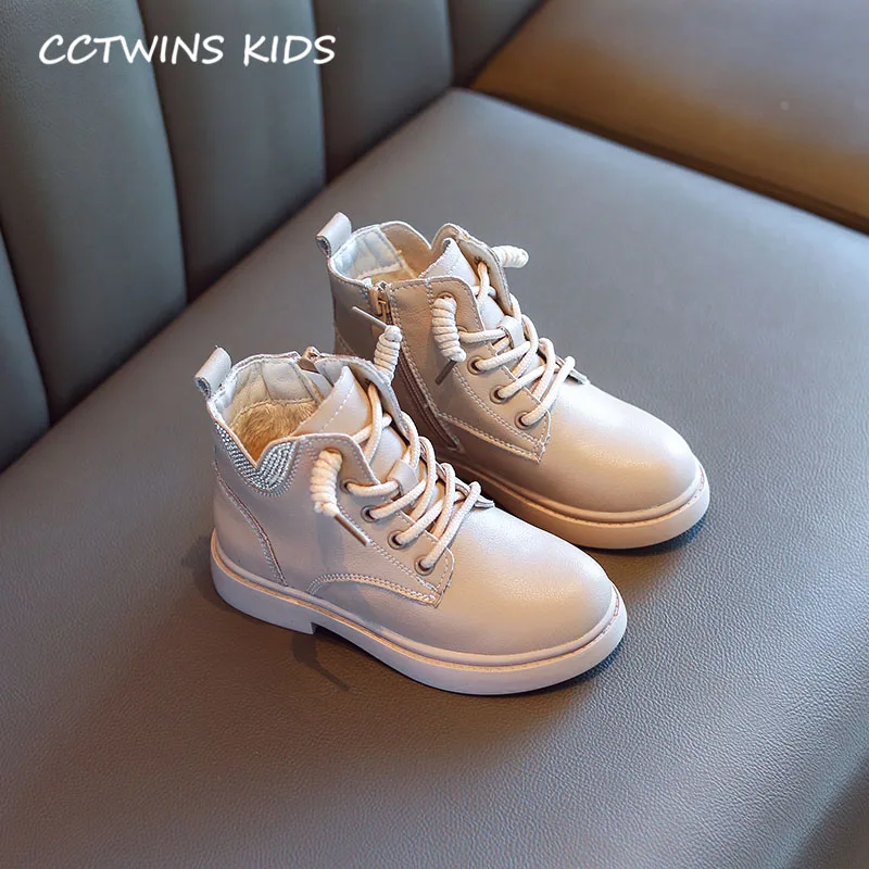 CCTWINS Kids Shoes Winter Children Fashion Warm Shoes Baby Rhinestone Ankle Boots Girls Genuine Leather Martin Boots MB109 - Цвет: Auutmn Apricot