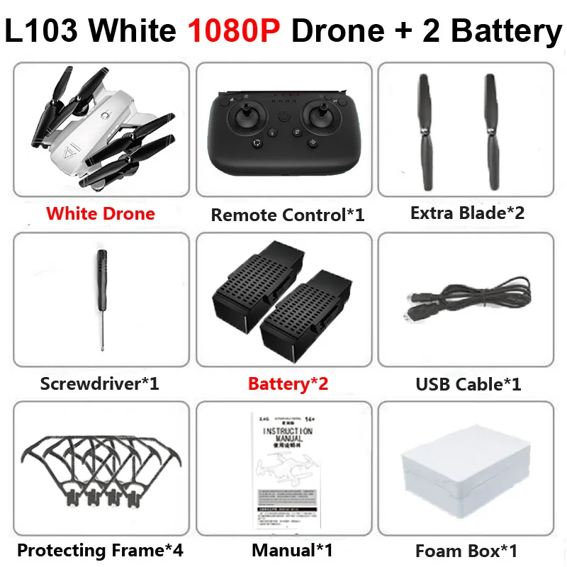 L103 Профессиональный Дрон с 4K 1080P HD двойной камерой WiFi FPV широкоугольный оптический поток RC вертолет Квадрокоптер игрушка в подарок VS E58 - Цвет: L103 W 1080P 2B F