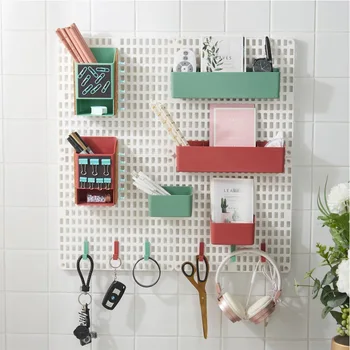 

Hole Plate DIY Free Perforated Shelf Kitchen Bedroom Bathroom Wall Plastic Storage Rack Holder Hook Home Organizer Storage Box