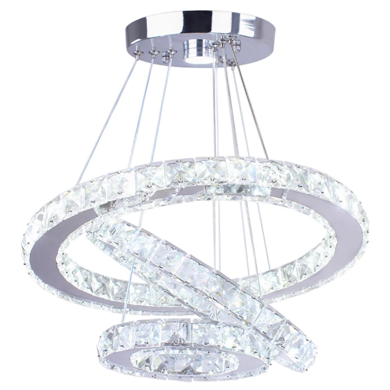 Современный потолочный кристалл люстра 3 кольцевых заводных 20 Вт, 30 Вт, 40 см Nordic светодиодный люстры светодиодный Круглый подвесные светильники для Гостиная блеск