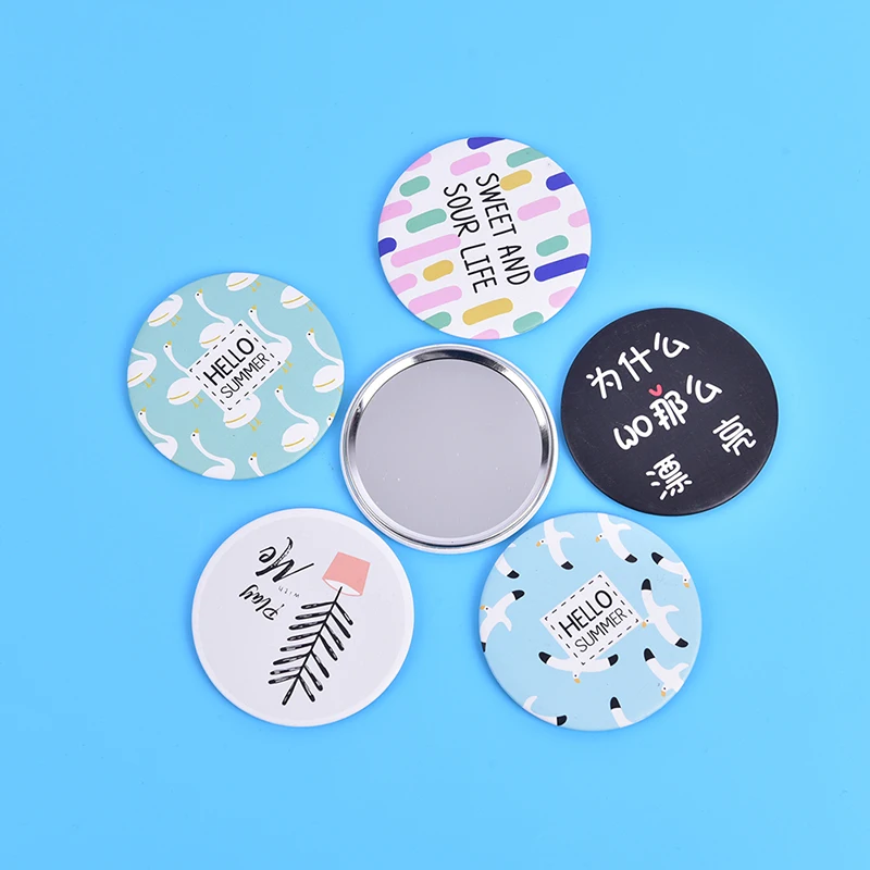 

1Pc Portable Cute Round Mirror Metal Makeup Pocket Handbag Mini Small Mirror Makeup Tools