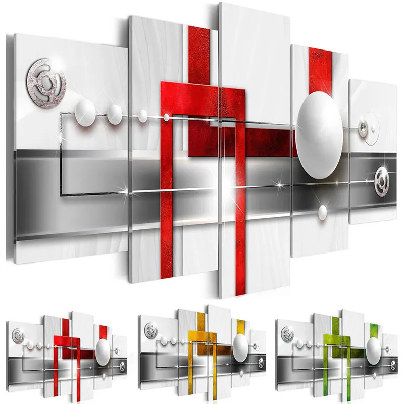 

Abstract Canvas Art Painting 5 Pieces Modular Painting Poster White Pearls Modern Wall Painting Picture Livring Room Decoration