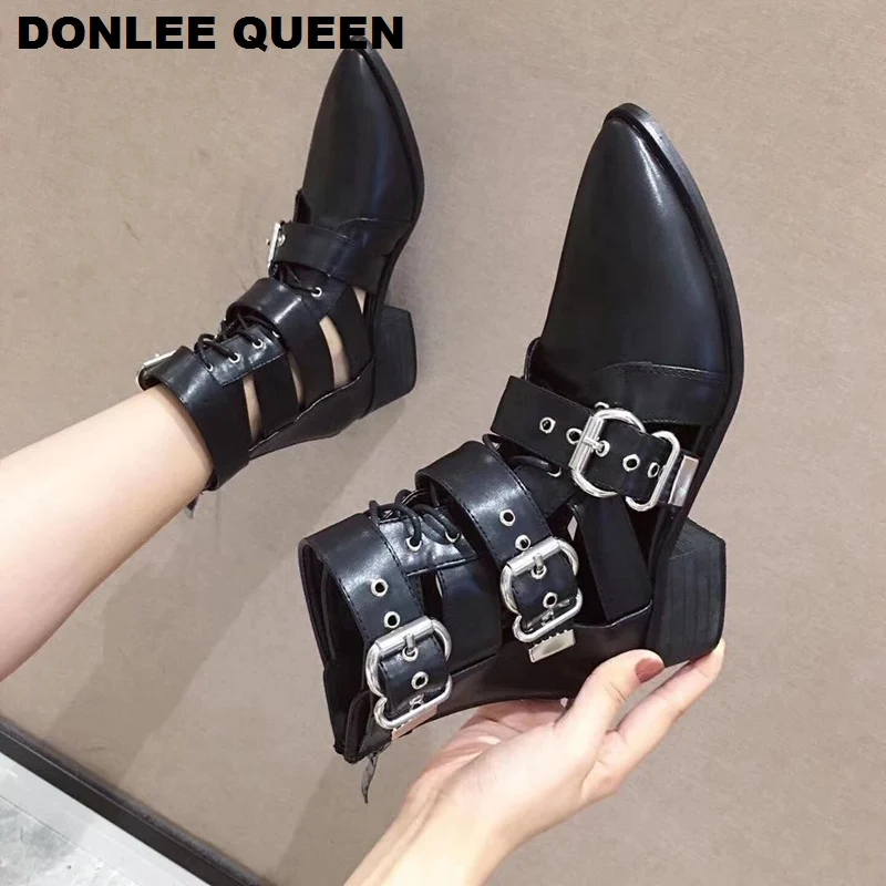 

Motorcycle Boots Women Ankle Boots Fashion Martin Boots Low Heel Pointed Toe Short Boots Cowboy Shoes Women Female Chaussure New