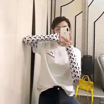 

2020 Spring Summer Women's Solid Slim Moon Embroidery Letter Logo T-shirt Short Sleeve m6