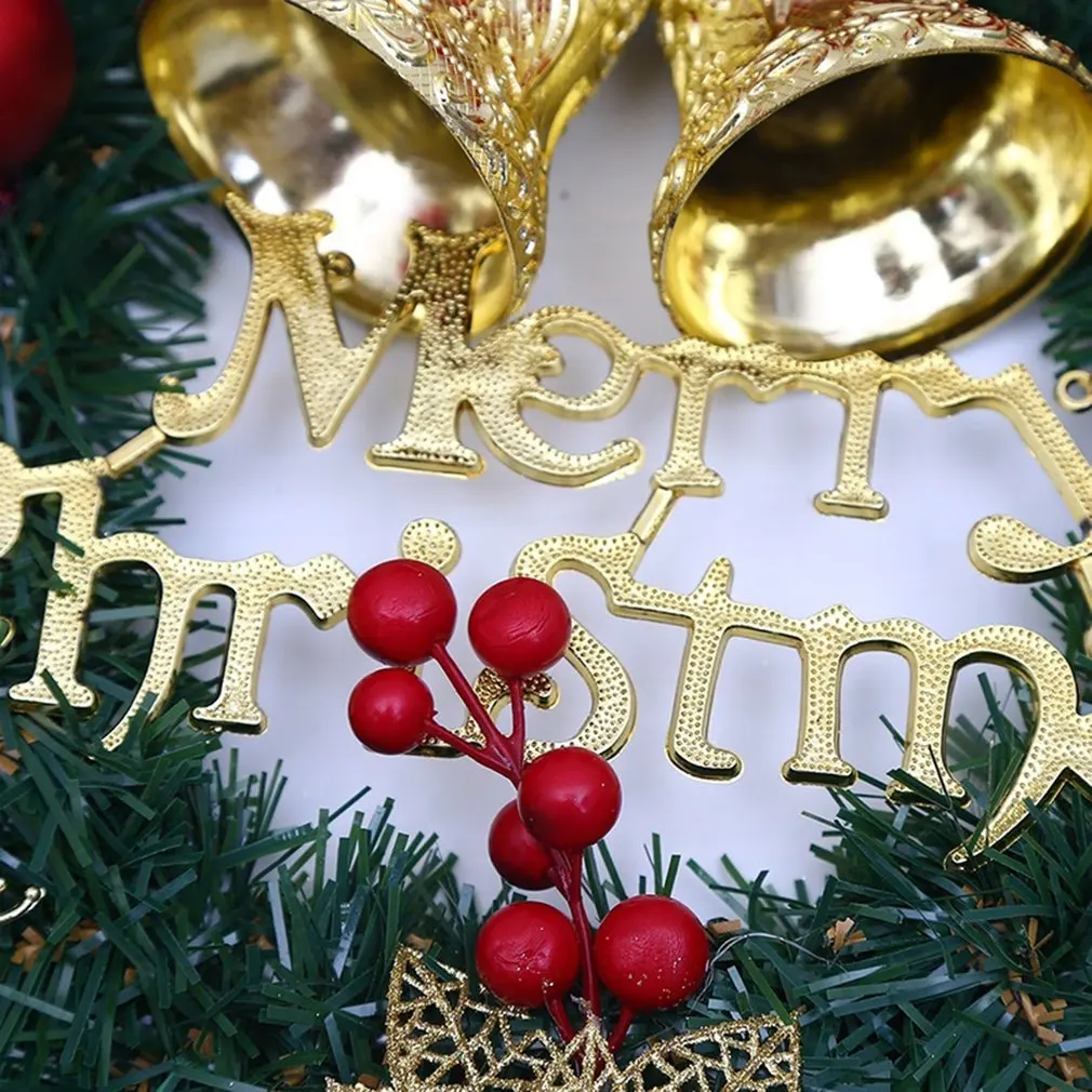 Рождественский декоративный венок 30 см Рождественский венок на дверь висит рождественские подарки на Рождество лоза кольцо Рождественский венок из ПВХ